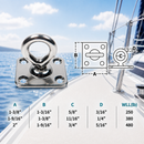 4 Pc Set Marine T316 Stainless Steel Square Swivel Pad Eye, Rigging Lift Rope Anchor Plate for Deck, Dock, Chain
