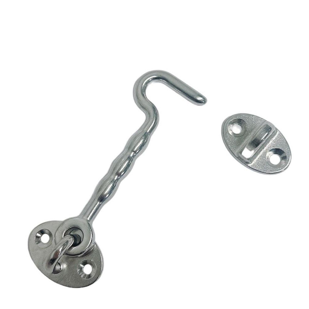 4 Pc Set Marine Stainless Steel Door Hook Lock, Cabinet Cabin Door Hook Latch for Boat, Yacht, RV, Dock, and Outdoor Hardware