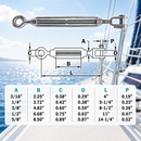 4 Pcs Set Marine Boat Stainless Steel Jaw Eye Turnbuckle, Rigging Tensioner for Cable, Wire Rope, Chain, Rope, Dock