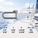 4 Pc Set Marine T316 Stainless Steel Halyard Key Shackle with Captive Pin, Sailing Rigging Shackle for Rope, Line, Yacht