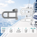 4 Pc Set Marine T316 Stainless Steel Halyard Shackle with Captive Pin and Cross Bar, Sailboat Rigging Shackle for Rope, Line, Yacht