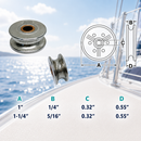 4 Pc Set Marine T304 Stainless Steel Sheave Wire Pulley with Brass Bushing for Wire Rope, Cable Rigging, Yacht, Dock