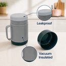 0.6L (18 oz) Insulated Food Jar, Double Lid Vacuum Insulated Food Container, Leakproof Thermal Lunch Jar for Soup