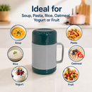 0.6L (18 oz) Insulated Food Jar, Double Lid Vacuum Insulated Food Container, Leakproof Thermal Lunch Jar for Soup