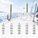 4 Pc Set Marine T316 Stainless Steel J Bolt Spring Hook, J-Bolt J Hook Hardware for Rope, Chain, Cable, Dock