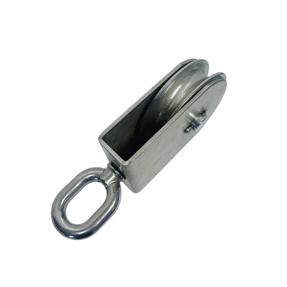 4 Pc Set Marine Stainless Steel Sheave Square Block for Rope Wire Pulley, Boat Rigging Pulley Block for Cable, Rope, Dock