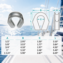 4 Pc Set Marine Stainless Steel Heavy Duty Captive Tubular Thimble, Wire Rope Tube Thimble for Boat, Yacht, Rigging, Cable