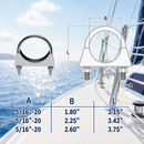 4 Pc Set Marine Stainless Steel Round U-Bolt Exhaust Clamp, Pipe U Bolt Clamp for Boat, Trailer, Automotive