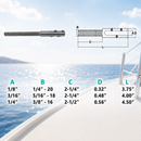 4 Pc Set Stainless Steel T316 Set Screw Threaded Stud for Cable Wire, Marine Cable Railing Stud for Deck, Dock