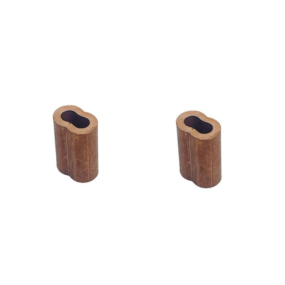 10 Pc Set Copper Wire Rope Swage Crimp Sleeves, Duplex Oval Crimping Clips for Cable Wire Rope, Loop Ends