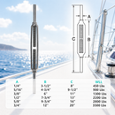 4 Pc Set Marine T316 Stainless Steel Stub End Turnbuckle, Adjustable Rigging Tensioner for Cable, Wire Rope, Dock