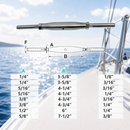 4 Pc Set Marine Stainless Steel Thread Fork and Swage Stud Turnbuckle for Cable Wire, Wire Rope Railing Tensioner