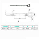 4 Pc Set Marine T316 Stainless Steel Thread Fork and Swage Stud Turnbuckle for Cable Wire, Wire Rope Railing Tensioner