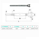 4 Pc Set Marine T316 Stainless Steel Thread Fork and Swage Stud Turnbuckle for Cable Wire, Wire Rope Railing Tensioner