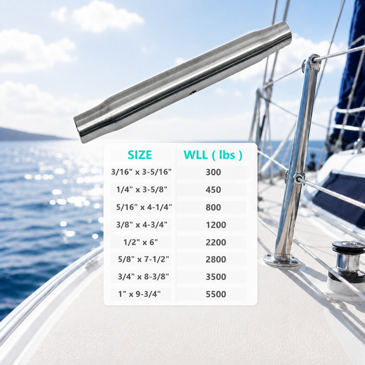 4 Pc Set Marine T316 Stainless Steel Pipe Turnbuckle Body, Cable Wire Rope Tensioner Body for Rigging, Railing, Dock