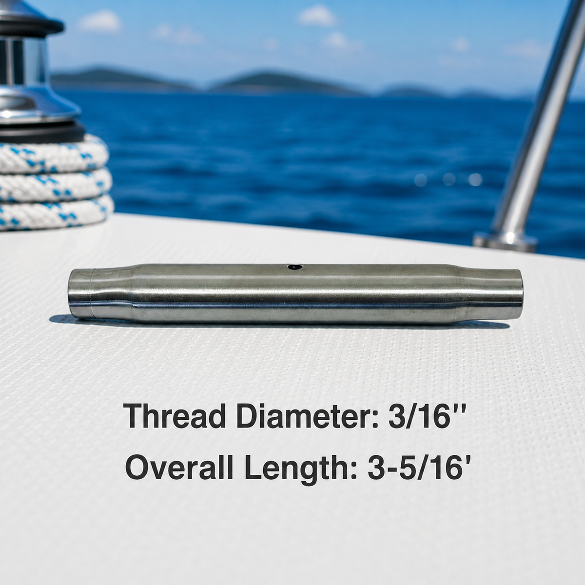 4 Pc Set Marine T316 Stainless Steel Pipe Turnbuckle Body, Cable Wire Rope Tensioner Body for Rigging, Railing, Dock