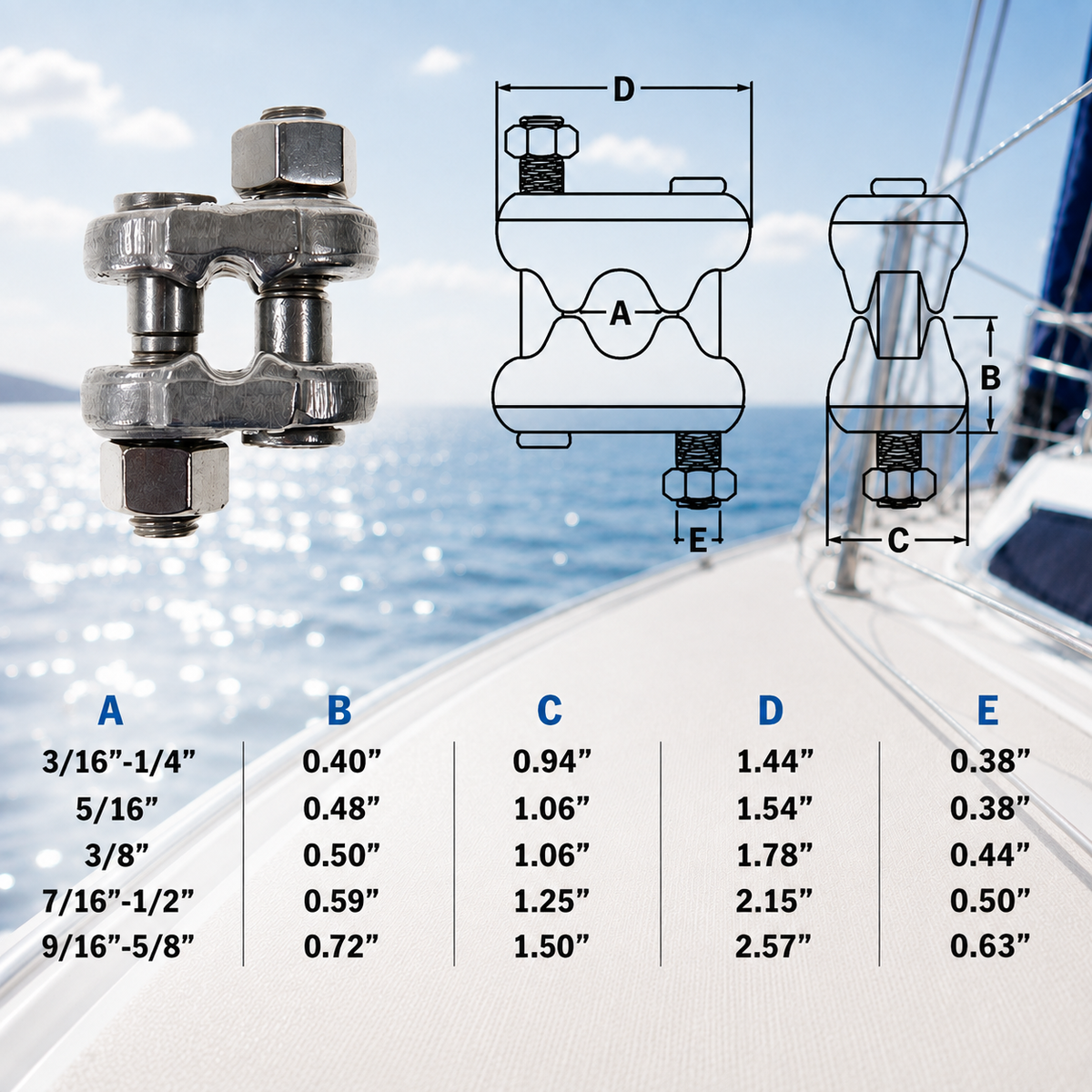 4 Pc Set Marine T316 Stainless Steel Drop Forged Fist Clip Wire Rope Clip, Cable Clamp Rigging Hardware for Boat, Dock