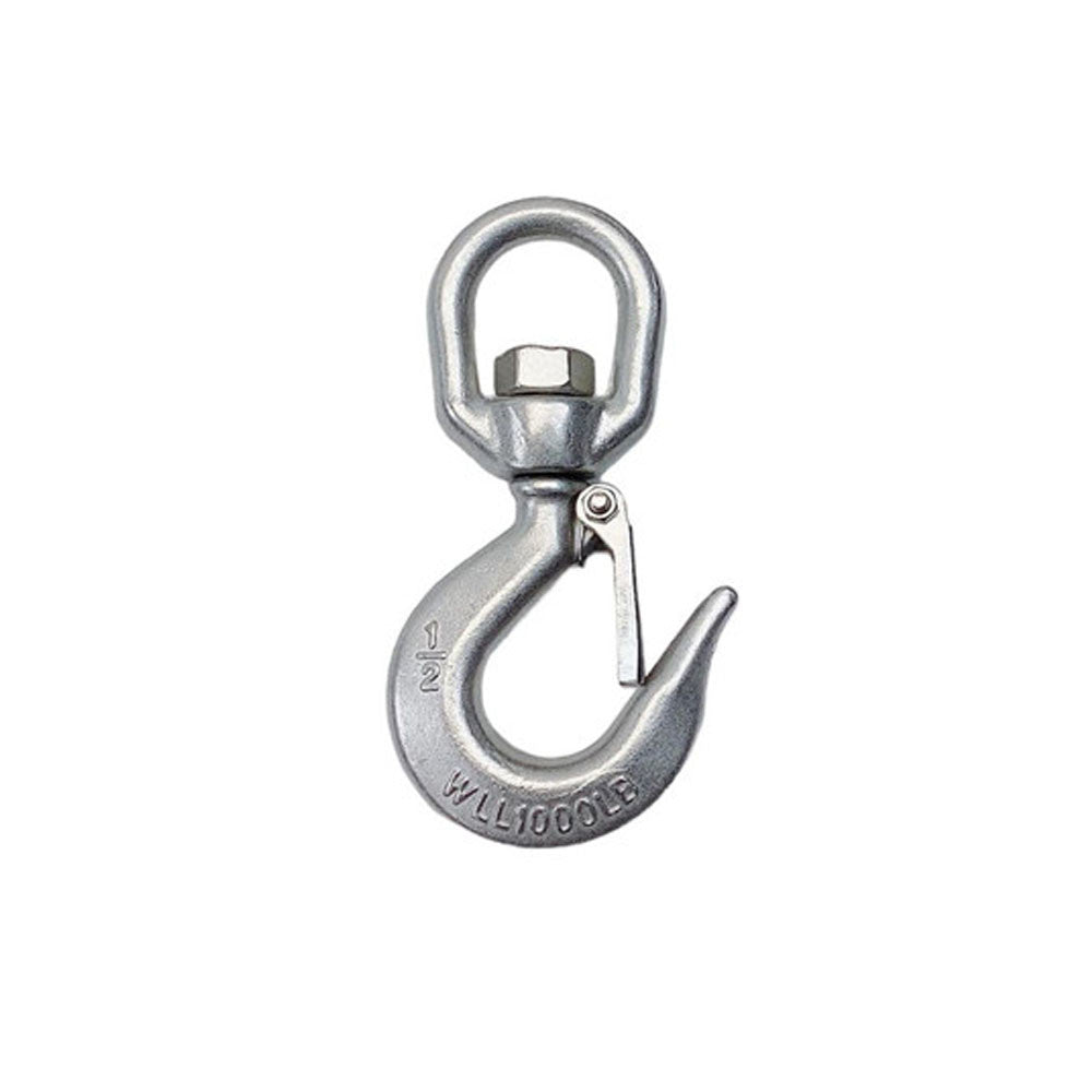 4 Pc Set Marine T316 Stainless Steel Drop Forged Swivel Eye Hook, Lifting Hook for Rigging, Chain, Rope, Dock