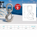 4 Pc Set Marine T316 Stainless Steel Drop Forged Swivel Eye Hook, Lifting Hook for Rigging, Chain, Rope, Dock