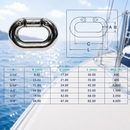 4 Pc Set Marine T316 Stainless Steel Connecting Links, Chain Connector Links for Boat, Dock, Rigging, Anchor Chain