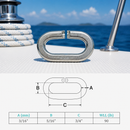 4 Pc Set Marine T316 Stainless Steel C Link Connector Link, Chain Link for Lifting, Rigging, Rope, Cable, and Dock Hardware