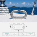 4 Pc Set Marine T316 Stainless Steel C Link Connector Link, Chain Link for Lifting, Rigging, Rope, Cable, and Dock Hardware