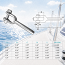 4 Pc Set Marine T316 Stainless Steel Drop Forged Swage Jaw Open Socket, Wire Rope Cable Rigging Fitting for Boat, Dock, and Deck Use