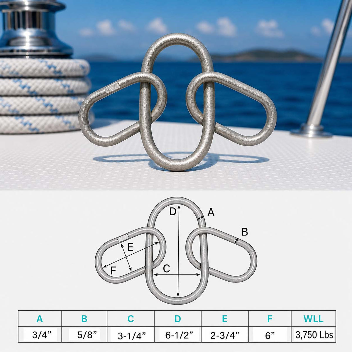 4 Pc Set T316 Stainless Steel Drop Forged Master Link for 2 Legs Chain Sling, Marine Rigging Lifting Connector Link for Chain and Hardware