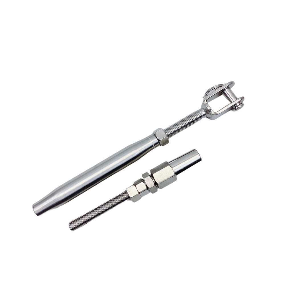 4 Pc Set Stainless Steel T316 Cable Jaw Swageless Pipe Turnbuckle, Wire Rope Railing Tensioner for Marine, Deck, and Outdoor Use