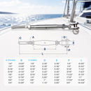 4 Pc Set Marine T316 Stainless Steel Cable Jaw and Swage Stud Turnbuckle, Threaded Wire Rope Tensioner for Boat, Dock, Deck, and Railing