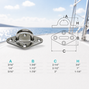 4 Pc Set Marine Light Duty T304 Stainless Steel Diamond Pad Eye, Welded Eye Pad Lift for Boat, Dock, Deck, and Outdoor Hardware