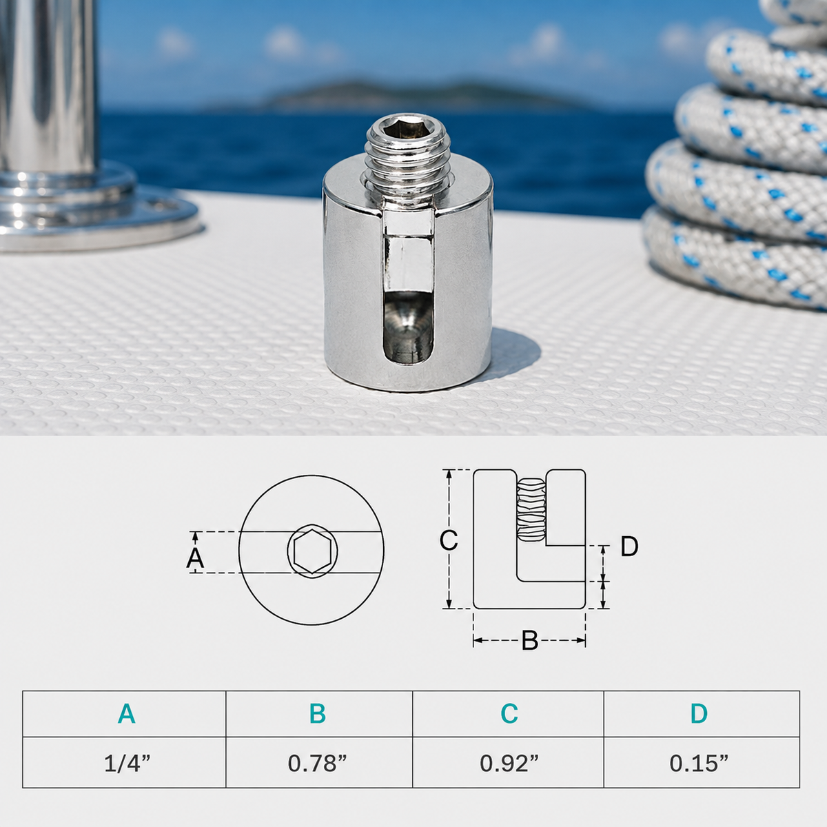 10 pc Set T316 Stainless Steel Adjustable Cross Cable Clip Clamp, Wire Cable Rope Clamp for Marine, Deck Railing