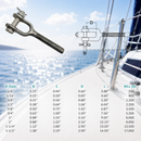 4 Pc Set T316 Stainless Steel Drop Forged Turnbuckle Jaw Right Hand Thread, Marine Rigging Jaw End Fitting for Cable Wire Rope