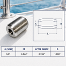 4 Pc Set Marine T316 Stainless Steel Button Stop, Wire Rope Cable Button Stop Fitting for Rigging, Railing, Dock, and Deck Use