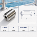4 Pc Set Marine T316 Stainless Steel Button Stop, Wire Rope Cable Button Stop Fitting for Rigging, Railing, Dock, and Deck Use