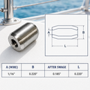 4 Pc Set Marine T316 Stainless Steel Button Stop, Wire Rope Cable Button Stop Fitting for Rigging, Railing, Dock, and Deck Use