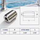 4 Pc Set Marine T316 Stainless Steel Button Stop, Wire Rope Cable Button Stop Fitting for Rigging, Railing, Dock, and Deck Use
