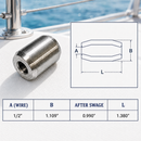 4 Pc Set Marine T316 Stainless Steel Button Stop, Wire Rope Cable Button Stop Fitting for Rigging, Railing, Dock, and Deck Use