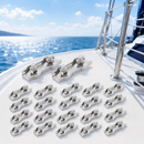 4 Pc Set T304 Stainless Steel Duplex Wire Rope Cable Clamp, Double Bolt Wire Cable Clamp for Rigging, Marine, Outdoor, and Utility Use