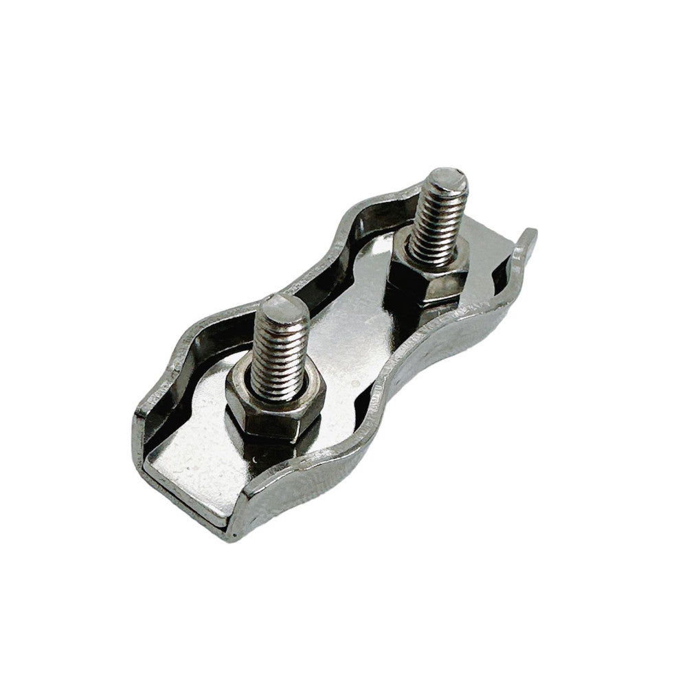 4 Pc Set T304 Stainless Steel Duplex Wire Rope Cable Clamp, Double Bolt Wire Cable Clamp for Rigging, Marine, Outdoor, and Utility Use