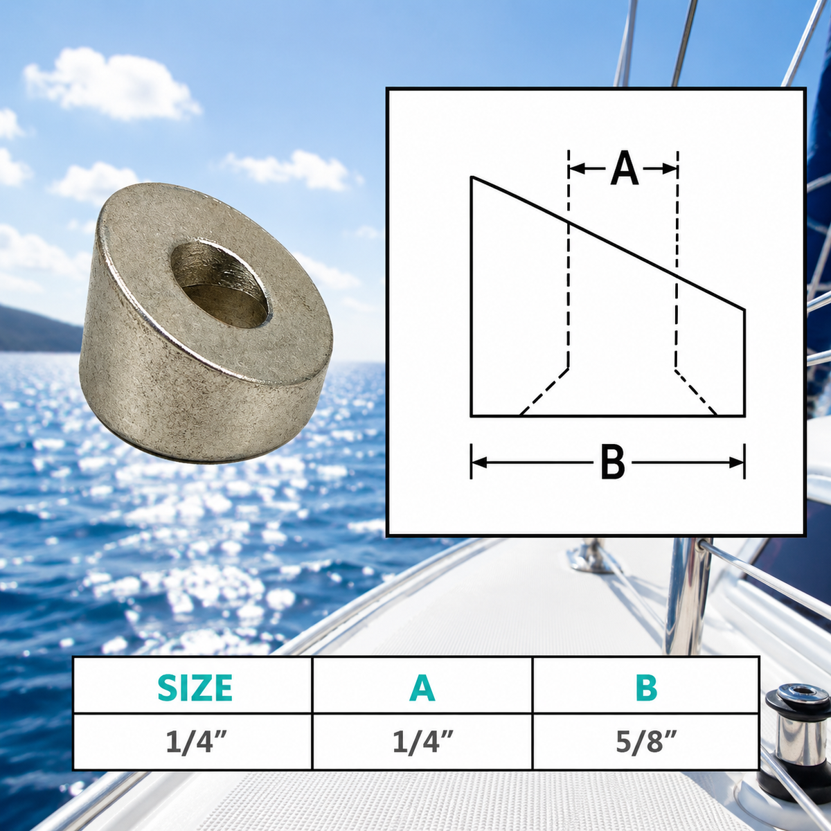 4 Pc Set Marine T316 Stainless Steel 30 Degree Countersunk Angle Washer, Cable Railing Beveled Washer for Deck and Stair Rail