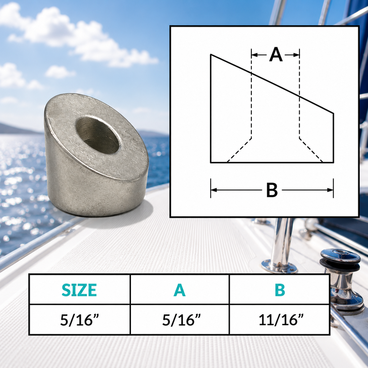 4 Pc Set Marine T316 Stainless Steel 30 Degree Countersunk Angle Washer, Cable Railing Beveled Washer for Deck and Stair Rail