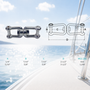 4 Pc Set Marine T316 Stainless Steel Jaw Jaw Swivel Shackle Anchor Connector, Flush Pin Chain and Rigging Link for Boat and Dock Use