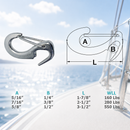 4 Pc Set Marine T316 Stainless Steel Wire Lever Open End Snap, Quick Release Snap Hook for Rope, Chain, Cable, and Rigging