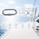 4 Pc Set Marine T316 Stainless Steel Oval Snap Spring Hook with Lock Nut, Safety Snap Hook for Rope, Chain, Cable, and Rigging
