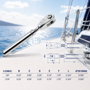 4 Pc Set Marine T316 Stainless Steel Cable Streamline Adjustable Jaw, Cable Rail Terminal Fitting for Deck, Dock, and Railing
