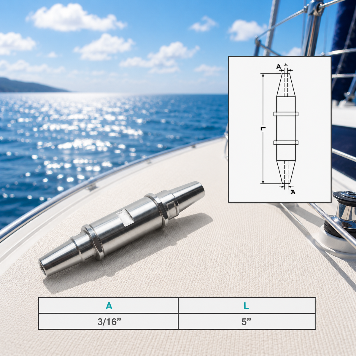 4 Pc Set Marine T316 Stainless Steel Swageless Jointer, Cable Railing Wire Rope Connector for Deck, Dock, and Outdoor Rail Systems