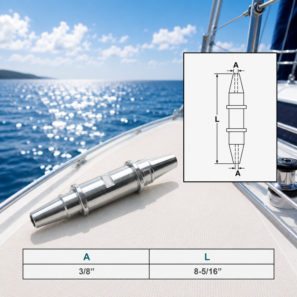 4 Pc Set Marine T316 Stainless Steel Swageless Jointer, Cable Railing Wire Rope Connector for Deck, Dock, and Outdoor Rail Systems