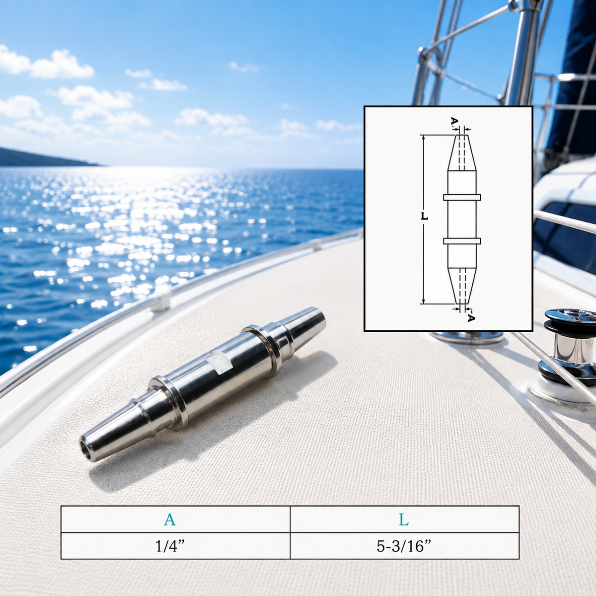 4 Pc Set Marine T316 Stainless Steel Swageless Jointer, Cable Railing Wire Rope Connector for Deck, Dock, and Outdoor Rail Systems
