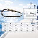 4 Pc Set Marine T304 Stainless Steel Quick Link, Spring Loaded Lock Carabiner for Rope, Chain, Cable, and Outdoor Hardware